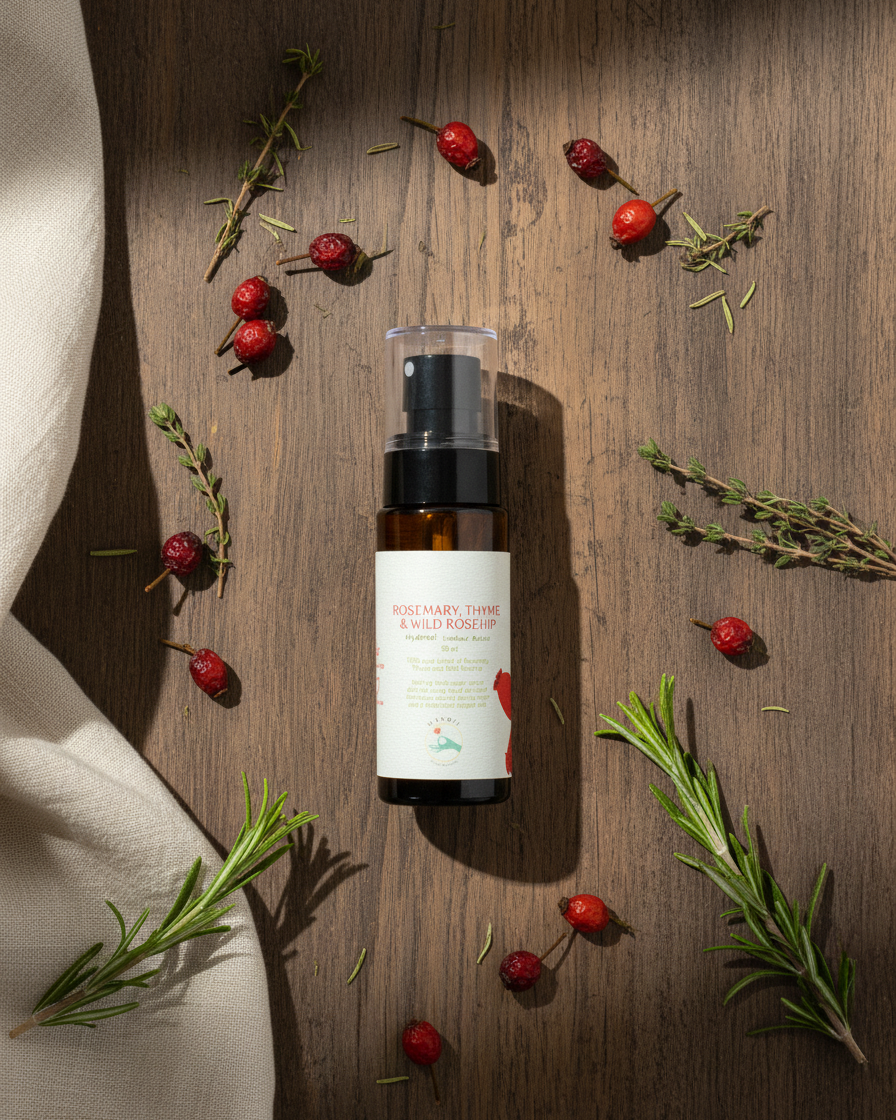Rosemary, Thyme and Wild Rosehip Hydrosol - makoiiapothecary