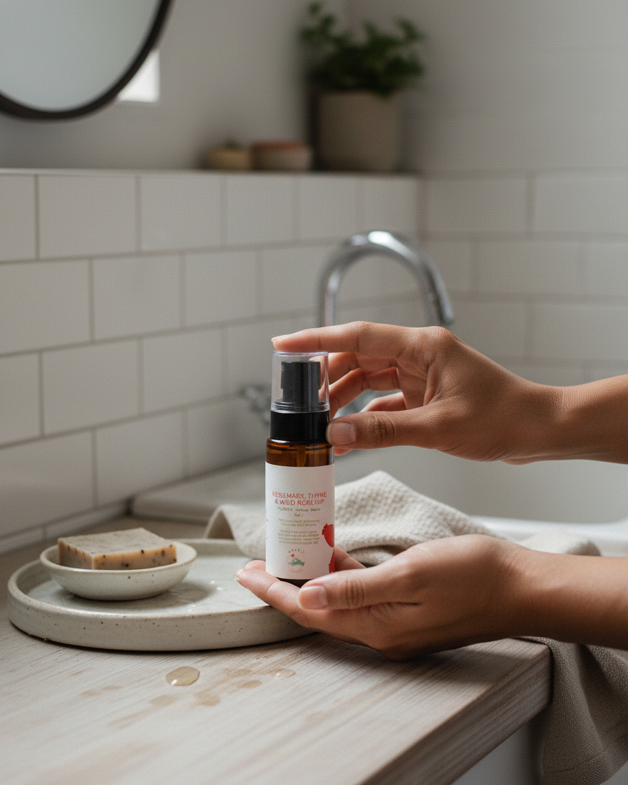 Rosemary, Thyme and Wild Rosehip Hydrosol - makoiiapothecary